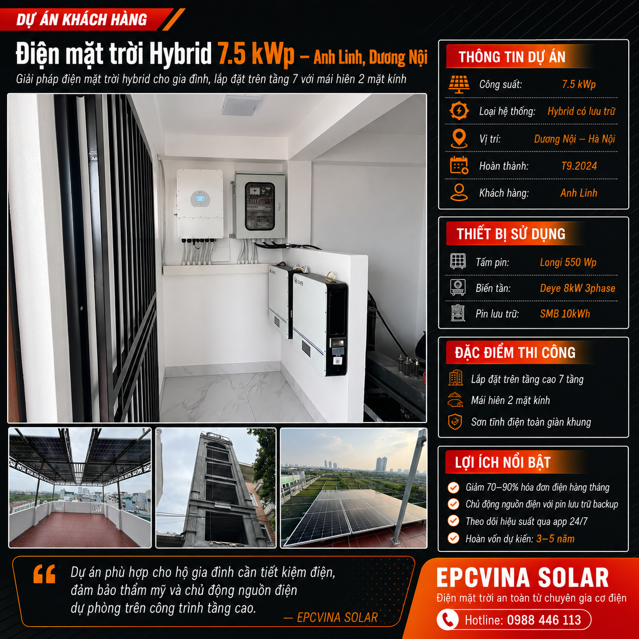 Dự án Hybrid 7.5 kWp - Anh Linh Dương Nội