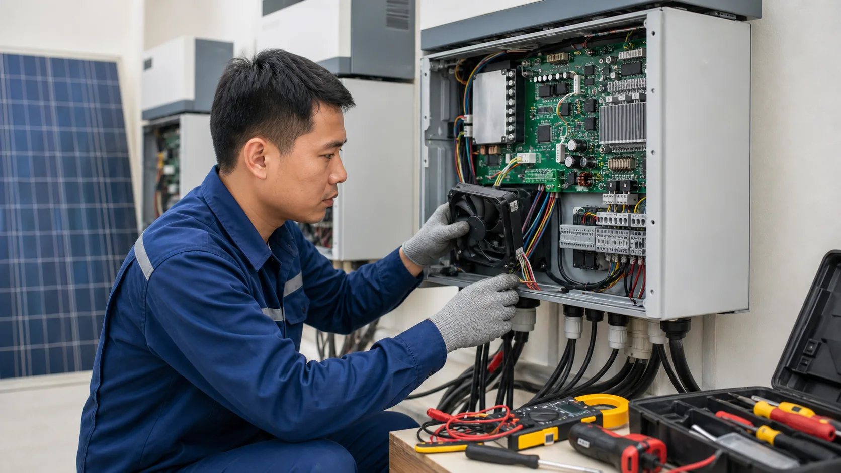 Sửa chữa hệ thống điện mặt trời trên mái