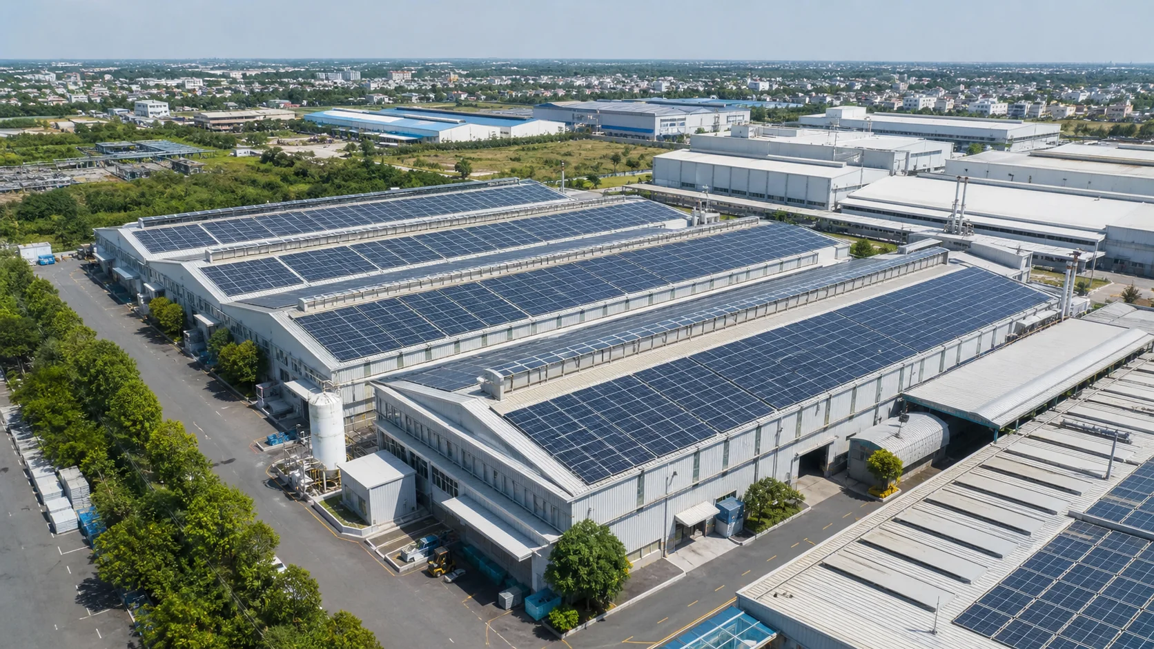 Factory with rooftop solar system