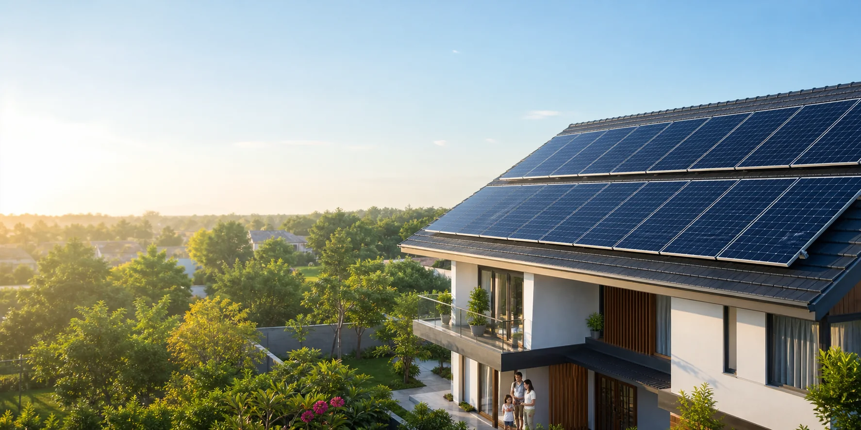Ngôi nhà với hệ thống điện mặt trời trên mái